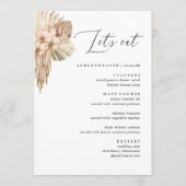 Bohemian Pampas Grass Wedding Dinner Menu (Voorkant)