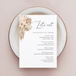 Bohemian Pampas Grass Wedding Dinner Menu<br><div class="desc">Bohemische Pampas Grass Wedding Dinner Menu,  Rustic Let's Eat Wedding Dinner and Drink Menu,  Simple Calligraphy Rustic Wedding Menus,  Rustic Wedding Menus,  Rustic Wedding Menu,  Floral Wedidng Menu,  Wedding Table Menu</div>