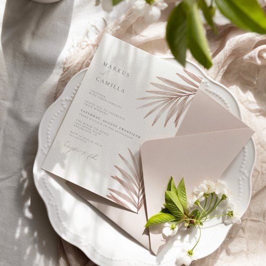 Bohemian Pampas Grass Wedding Kaart