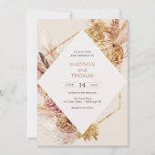 Bohemian Pampas Grass Wedding Kaart (Voorkant)