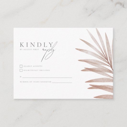 Bohemian Pampas Grass Wedding RSVP Informatiekaartje (Voorkant)