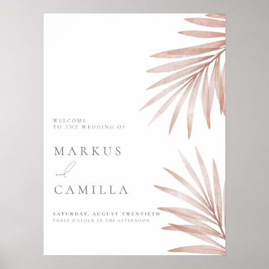 Bohemian Pampas Grass Wedding Sign Poster (Voorkant)