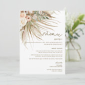 Bohemian Pampas Grass Wedding Vrijgezellenfeest Me Programmakaart (Staand voorkant)