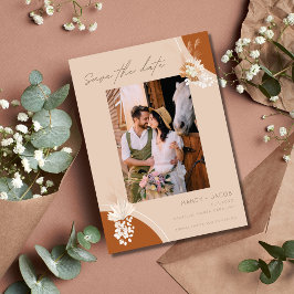 Bohemian Pampas Photo Rust Wedding Save The Date