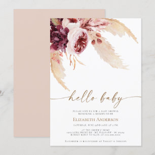 Bohemian Pampas Tropical Desert Grass Baby shower Kaart