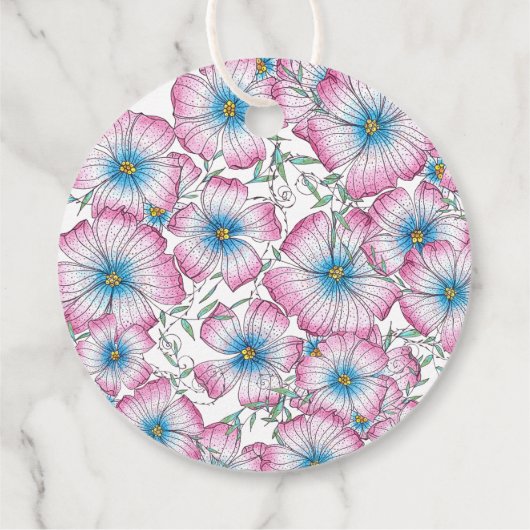 Bohemian Pastel Bloemen Roze Blauw Zoet 16 Bedankjes Labels (Achterkant)