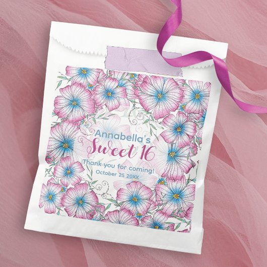 Bohemian Pastel Bloemen Roze Blauw Zoet 16 Bedankzakje