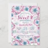 Bohemian Pastel Bloemen Roze Blauw Zoet 16 Kaart (Voorkant)