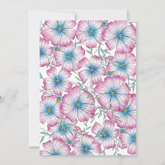 Bohemian Pastel Bloemen Roze Blauw Zoet 16 Kaart (Achterkant)