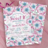 Bohemian Pastel Bloemen Roze Blauw Zoet 16 Kaart
