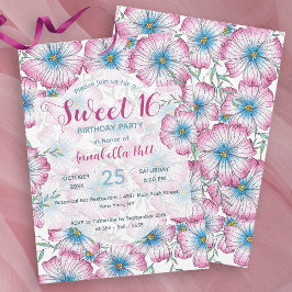 Bohemian Pastel Bloemen Roze Blauw Zoet 16 Kaart