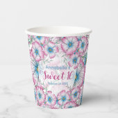 Bohemian Pastel Bloemen Roze Blauw Zoet 16 Papieren Bekers (Voorkant)