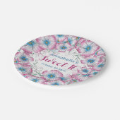 Bohemian Pastel Bloemen Roze Blauw Zoet 16 Papieren Bordje (Gekanteld)