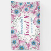 Bohemian Pastel Bloemen Roze Blauw Zoet 16 Spandoek (Verticaal)