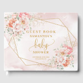 Bohemian pastel pink sage floral gold baby shower gastenboek (Voorkant)