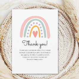 Bohemian Pastel Rainbow Baby Shower for a Girl Bedankkaart