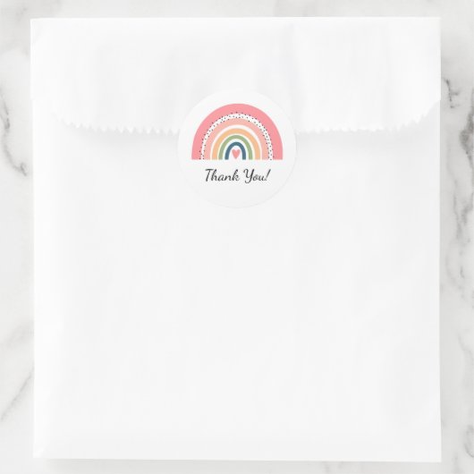 Bohemian Pastel Regenboog met Hart Dank U Ronde Sticker (Tas)