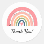 Bohemian Pastel Regenboog met Hart Dank U Ronde Sticker (Voorkant)