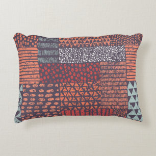 Bohemian patchwork: met de hand getekend naadloos accent kussen