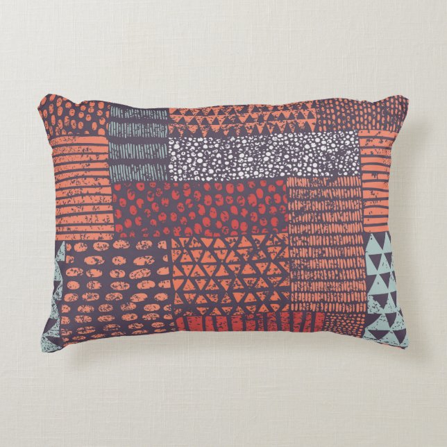 Bohemian patchwork: met de hand getekend naadloos  accent kussen (Voorkant)