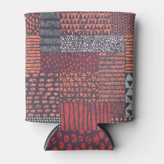 Bohemian patchwork: met de hand getekend naadloos  blikjeskoeler (Voorkant)