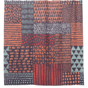 Bohemian patchwork: met de hand getekend naadloos douchegordijn