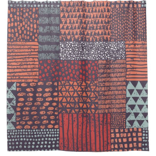 Bohemian patchwork: met de hand getekend naadloos douchegordijn (Voorkant)