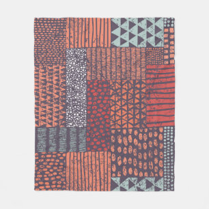 Bohemian patchwork: met de hand getekend naadloos fleece deken