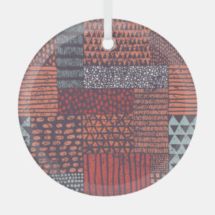 Bohemian patchwork: met de hand getekend naadloos glas ornament