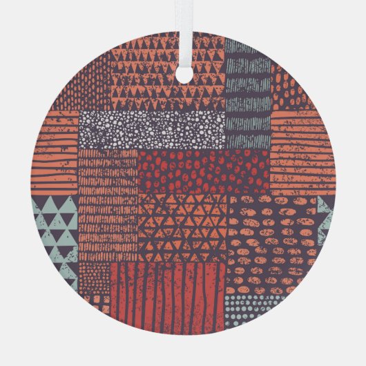 Bohemian patchwork: met de hand getekend naadloos glas ornament (Achterkant)