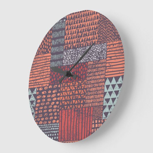 Bohemian patchwork: met de hand getekend naadloos  grote klok (Hoek)