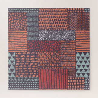 Bohemian patchwork: met de hand getekend naadloos  legpuzzel