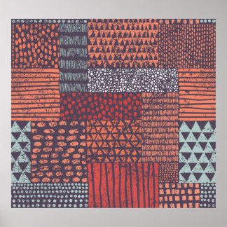 Bohemian patchwork: met de hand getekend naadloos  poster
