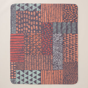 Bohemian patchwork: met de hand getekend naadloos  sherpa deken