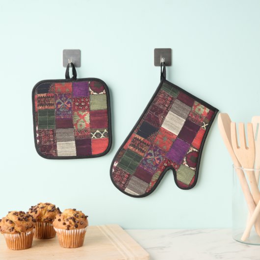 Bohemian Patchwork Ovenwant & Pannenlap Set (Insitu(Ophanging))