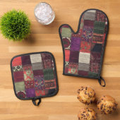 Bohemian Patchwork Ovenwant & Pannenlap Set (Top down)