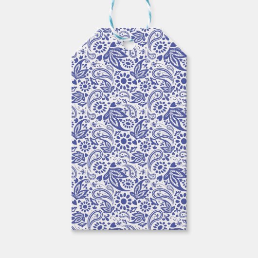 Bohemian Pattern Blue Cadeaulabel (Voorkant)