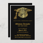 Bohemian Pattern Gold Afstudeerder Pet Graduparty Kaart (Voorkant / Achterkant)