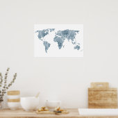 Bohemian Patterned Wereldkaart | Reiziger | POSTER (Keuken)