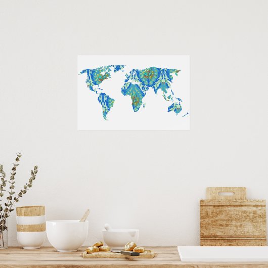 Bohemian Patterned Wereldkaart | Reiziger | POSTER (Keuken)