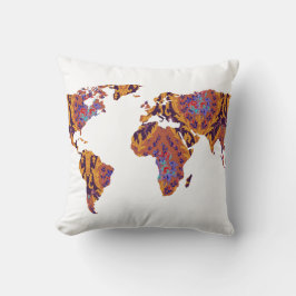Bohemian Patterned Wereldkaart Statement Pillow Kussen