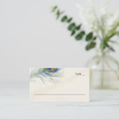 Bohemian Peacock Feather Blauwgroen bruiloft Plaatskaartje (Staand voorkant)