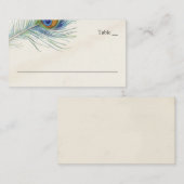 Bohemian Peacock Feather Blauwgroen bruiloft Plaatskaartje (Voorkant / Achterkant)
