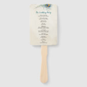 Bohemian Peacock Feather Blauwgroen huwelijksprogr Handwaaier (Voorkant)