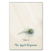 Bohemian Peacock Feather  Blauwgroen Place Card Kaart (Voorkant)