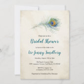 Bohemian Peacock Feather Blauwgroen Vrijgezellenfe Kaart (Voorkant)