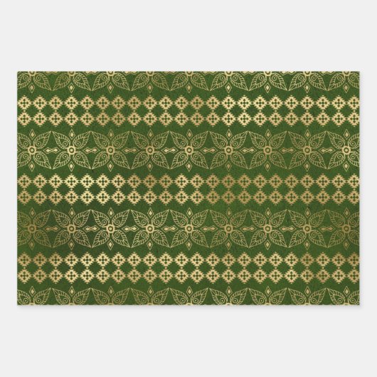 Bohemian Peacock Gold Foil op gestructureerde acht Inpakpapier Vel (Voorkant 3)