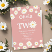 Bohemian Pink Daisy Bloemen 2e Verjaardagsfeest Kaart