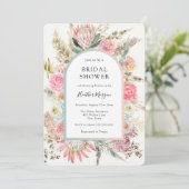Bohemian Pink Floral Bridal Shower Uitnodiging (Staand voorkant)