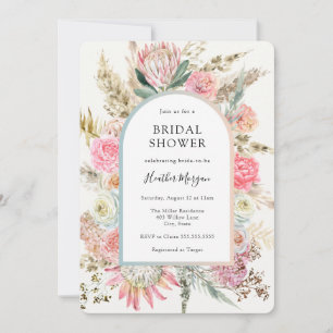 Bohemian Pink Floral Bridal Shower Uitnodiging